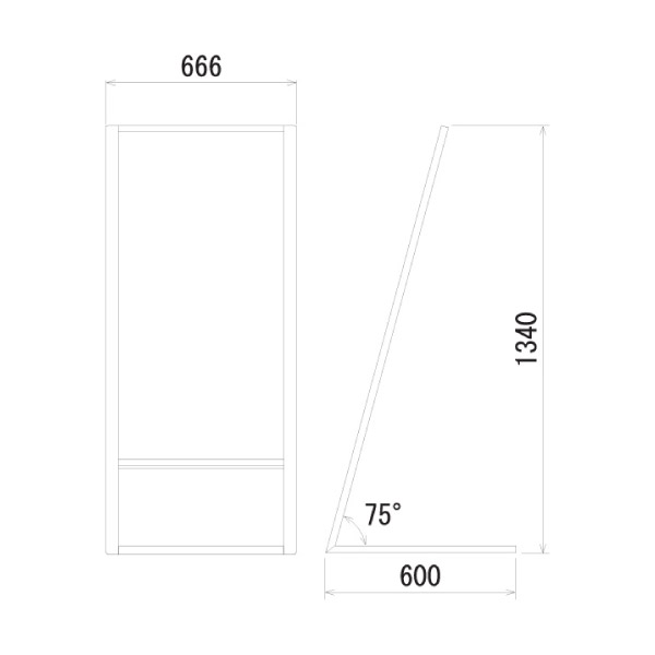 L型看板264-3の寸法図 L型看板264-3の寸法図