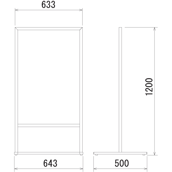 T型看板244-3の寸法図 T型看板244-3の寸法図