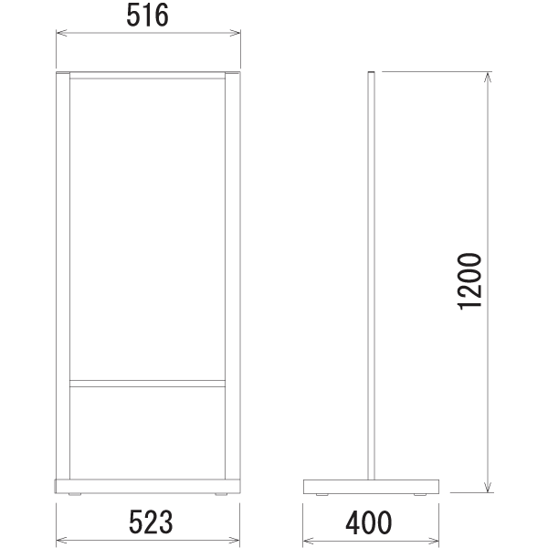 立て看板T型260-2の寸法図 立て看板T型260-2の寸法図
