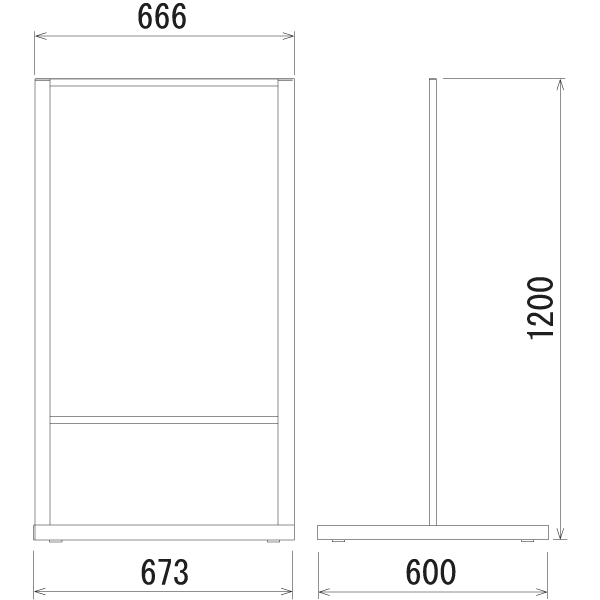 立て看板T型260-3の寸法図 立て看板T型260-3の寸法図