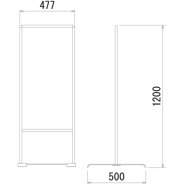 立て看板T型261-2の寸法図 立て看板T型261-2の寸法図